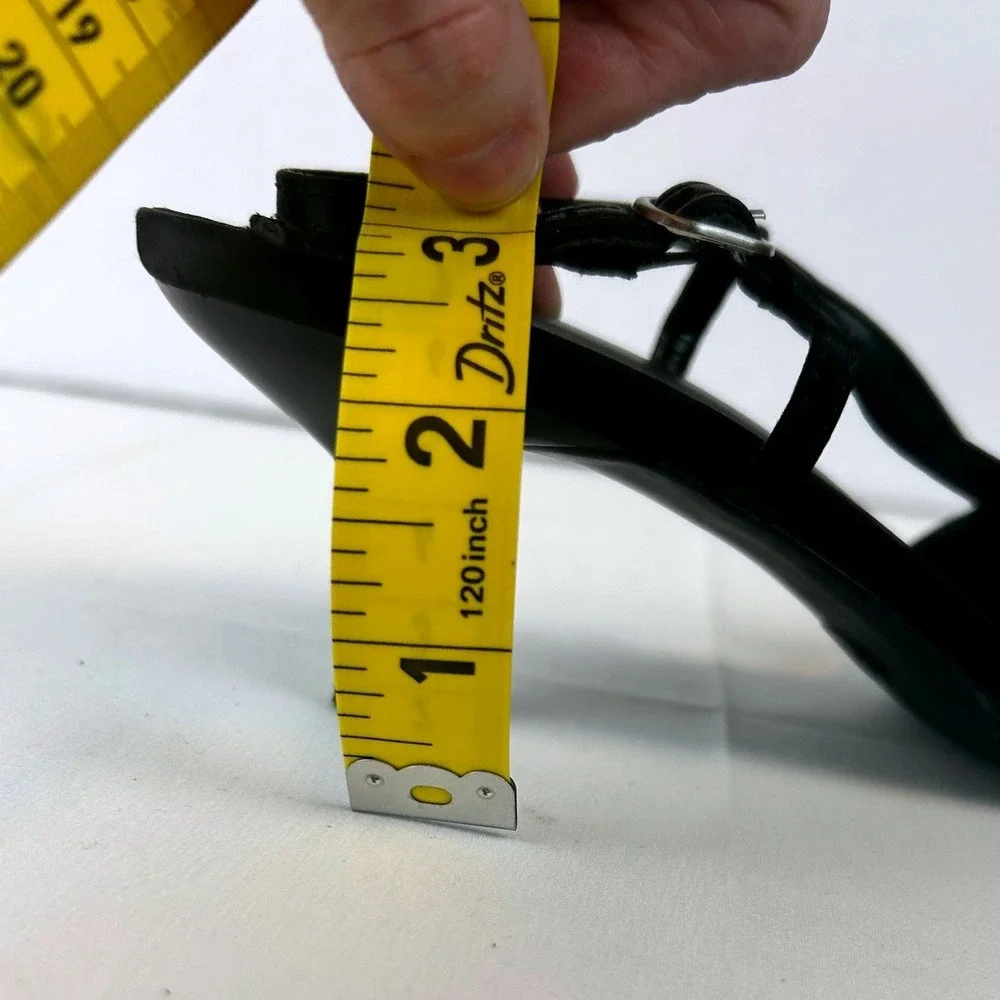 A New Day Black Satin Crystal Buckle Pointed Toe Slingback Kitten‎ Heels 8.5